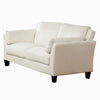 Faux Leather Upholstered Loveseat with Pillow Top Armrests, White and Brown By Casagear Home