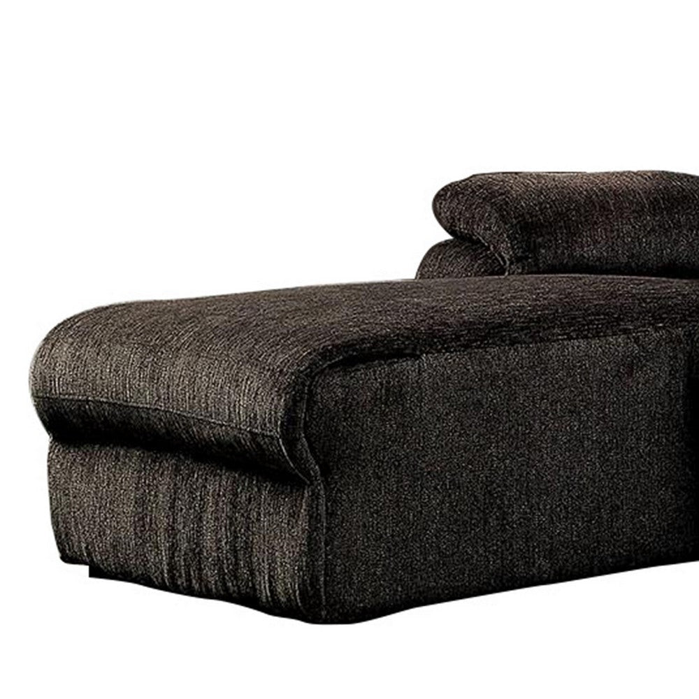 Fabric Upholstered Wooden Reclining Sectional with Cup Holders Brown By Casagear Home BM217831