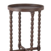 Wooden Round Accent Table with Tray Top and Beaded Turned Legs Brown By Casagear Home BM217915