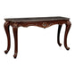 Wooden Console Table with Marble Top and Carved Details, Gray and Brown By Casagear Home