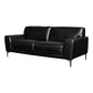 Leather Upholstered Sofa with Track Arms and Metal Legs, Black By Casagear Home