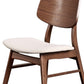 Curved Wooden Back Chair with Fabric Padded Seat Set of 2,Brown and White By Casagear Home BM218109