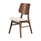 Curved Wooden Back Chair with Fabric Padded Seat, Set of 2,Brown and White By Casagear Home