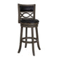 Curved Lattice Back Swivel Barstool with Leatherette Seat Gray and Black By Casagear Home BM218128