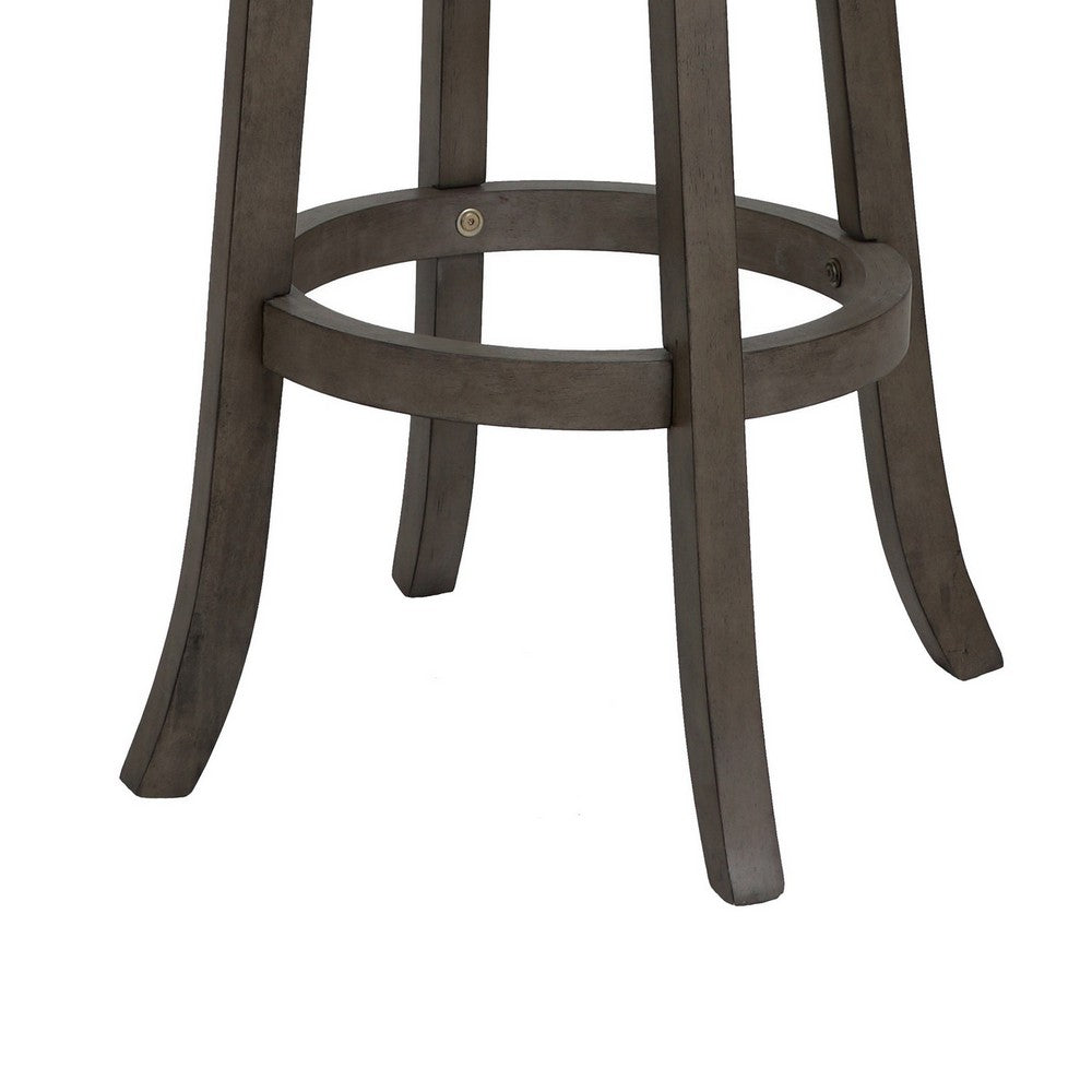 Curved Lattice Back Swivel Barstool with Leatherette Seat Gray and Black By Casagear Home BM218128