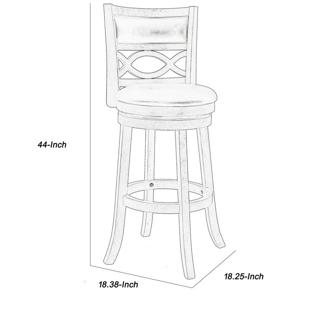 Curved Lattice Back Swivel Barstool with Leatherette Seat Gray and Black By Casagear Home BM218128