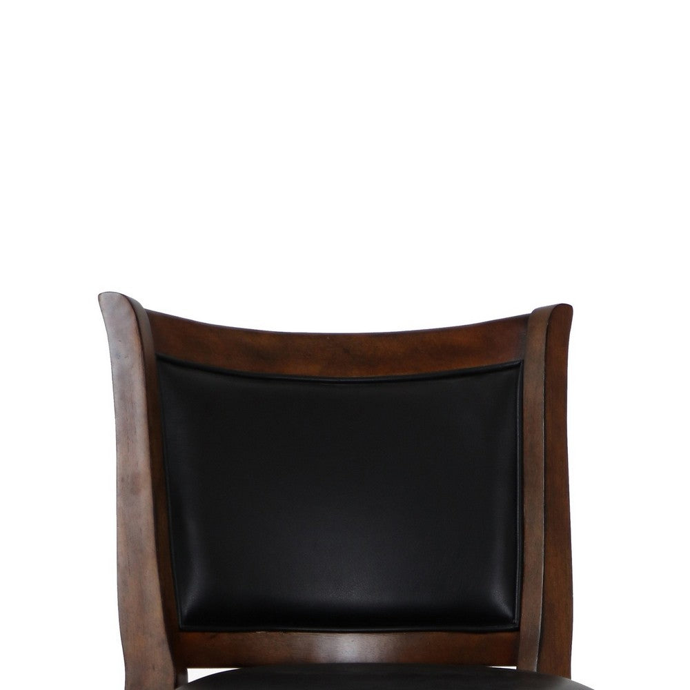 Curved Swivel Barstool with Leatherette Padded Seating Brown and Black By Casagear Home BM218129