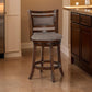 Curved Swivel Counter Stool with Fabric Padded Seating, Brown and Beige By Casagear Home