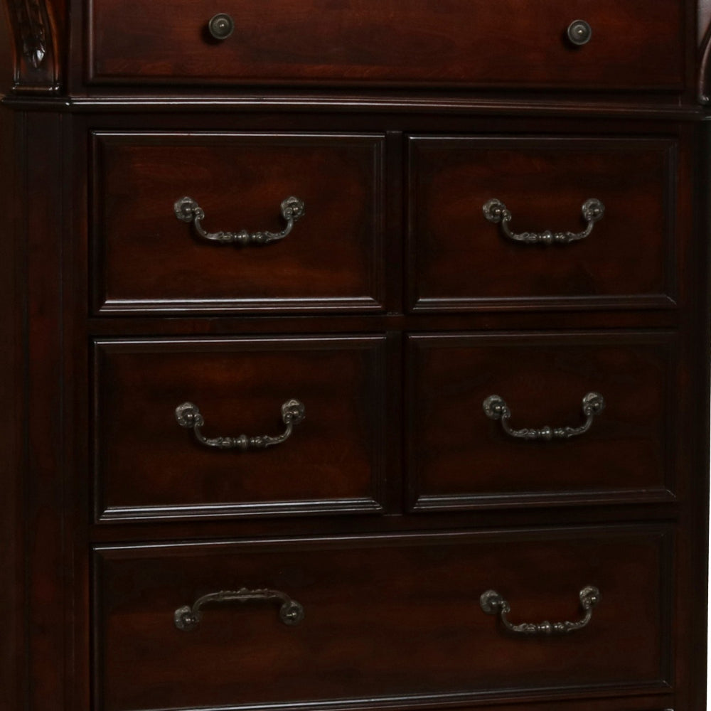 Fay Traditional 7 Drawer Wooden Chest with Molded and Carving Details Brown By Casagear Home BM218218