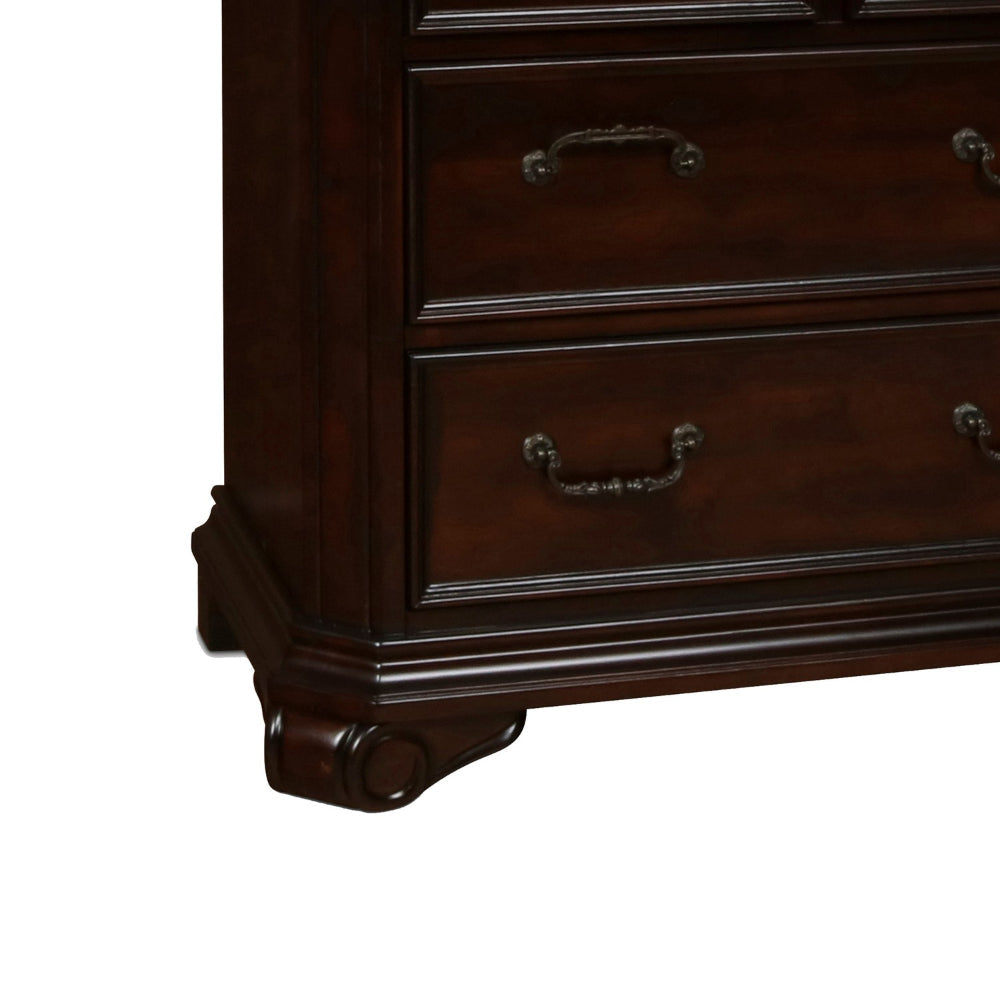 Fay Traditional 7 Drawer Wooden Chest with Molded and Carving Details Brown By Casagear Home BM218218