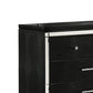 9 Drawer Wooden Dresser with Embossed Texture and Mirror Accents Black By Casagear Home BM218219