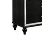 9 Drawer Wooden Dresser with Embossed Texture and Mirror Accents Black By Casagear Home BM218219