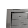 9 Drawer Wooden Dresser with Embossed Texture and Mirror Accents Silver By Casagear Home BM218220