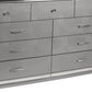 9 Drawer Wooden Dresser with Embossed Texture and Mirror Accents Silver By Casagear Home BM218220