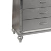 9 Drawer Wooden Dresser with Embossed Texture and Mirror Accents Silver By Casagear Home BM218220