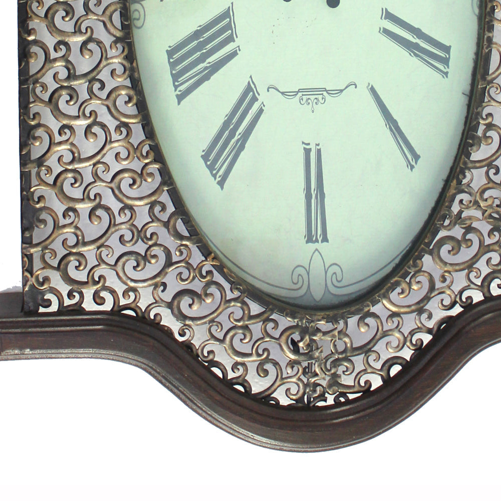 Wall Clock with Scalloped Wooden Top and Bottom Brown By Casagear Home BM218338