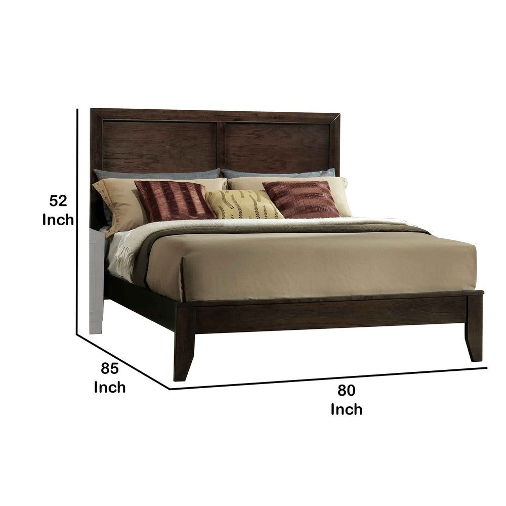 Paneled Eastern King Low Profile Bed with Chamfered Legs Brown By Casagear Home BM218431