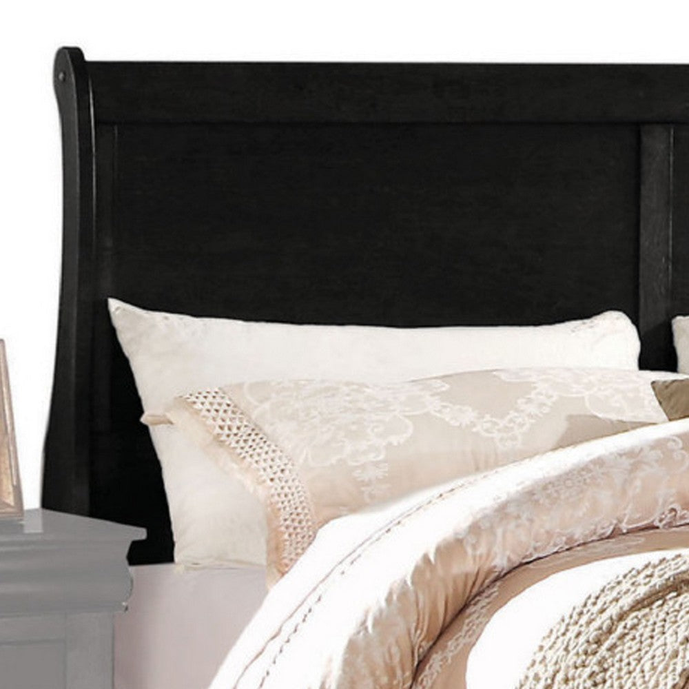 Transitional Panel Design Sleigh Eastern King Size Bed Black By Casagear Home BM218485