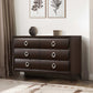 6 Drawer Wooden Dresser with Metal Ring Handles and Harpin Legs Brown By Casagear Home BM218512