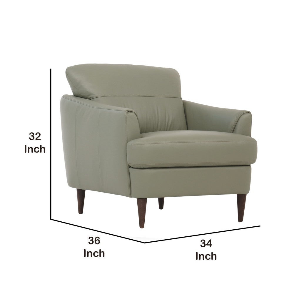 Leatherette Chair with Flared Armrests and Stitched Details Sage Green By Casagear Home BM218522