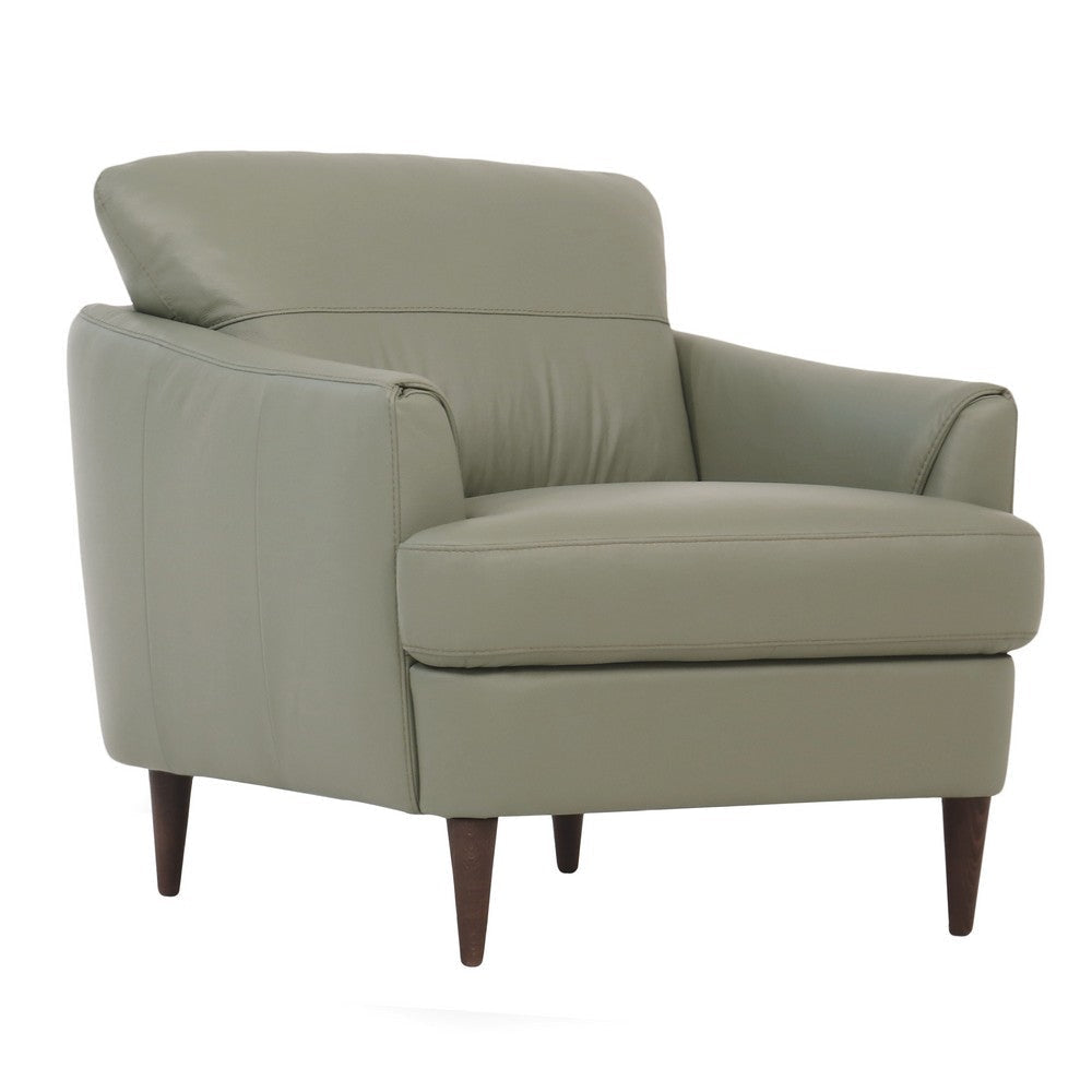 Leatherette Chair with Flared Armrests and Stitched Details, Sage Green By Casagear Home