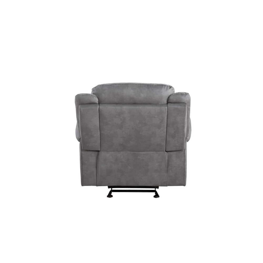 Upholstered Glider Recliner with Pillow Top Armrest Gray By Casagear Home BM218582