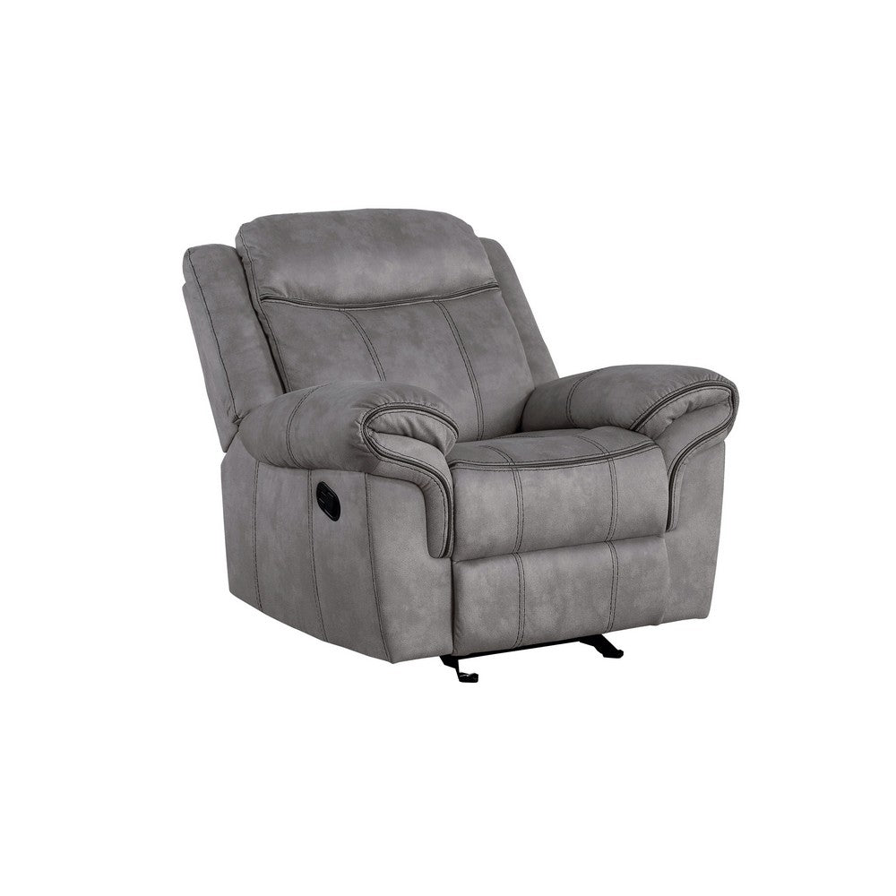 Upholstered Glider Recliner with Pillow Top Armrest Gray By Casagear Home BM218582