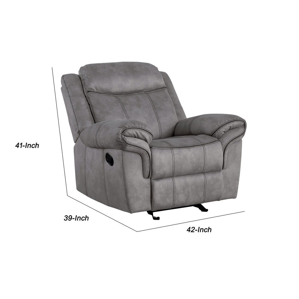 Upholstered Glider Recliner with Pillow Top Armrest Gray By Casagear Home BM218582