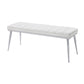 47’ Upholstered Channel Tufted Bench White and Silver By Casagear Home BM218613