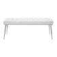 47’ Upholstered Channel Tufted Bench White and Silver By Casagear Home BM218613