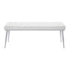 47’ Upholstered Channel Tufted Bench White and Silver By Casagear Home BM218613