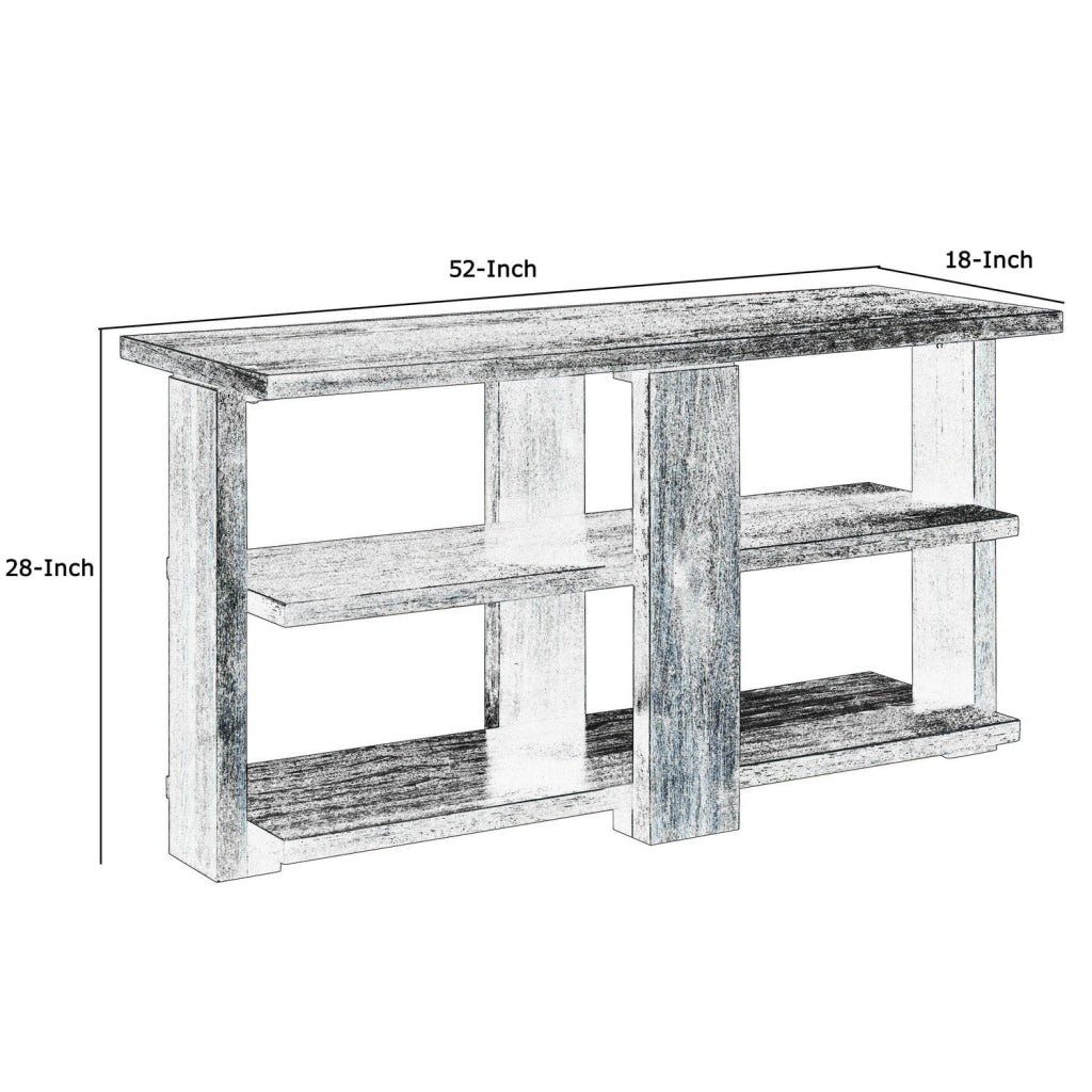 52’’ Rectangular Sofa Table with 2 Display Shelves Brown By Casagear Home BM218617