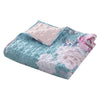 60 x 50 Inches Polyester Throw Blanket with Floral Print Blue and White By Casagear Home BM218731