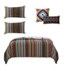 Stripe Pattern Cotton Quilt Set with 2 Pillows and 2 Quilt Shams,Multicolor By Casagear Home BM218761