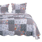 Microfiber Quilt and 1 Pillow Sham Set with Floral Prints Multicolor By Casagear Home BM218784