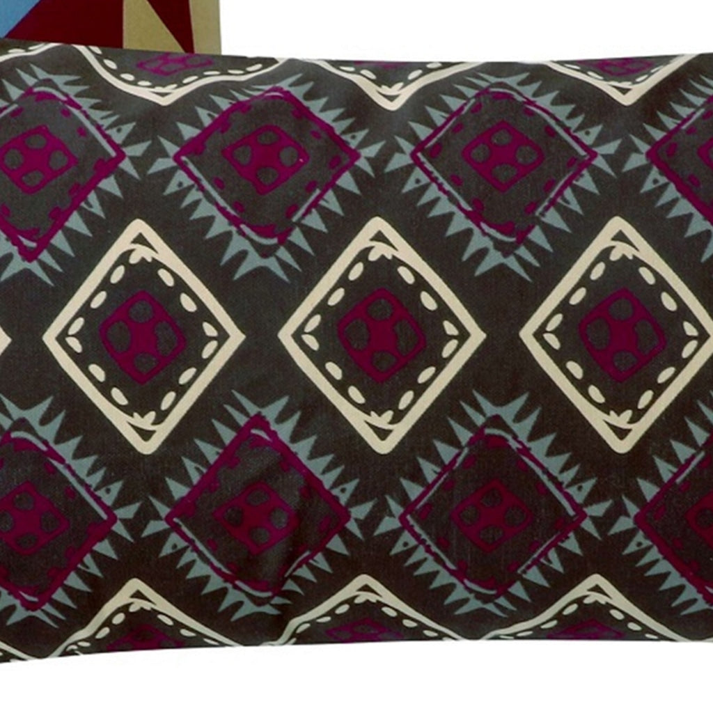 Decorative Pillow with Geometric Native Print Pair of 2 Multicolor By Casagear Home BM218791