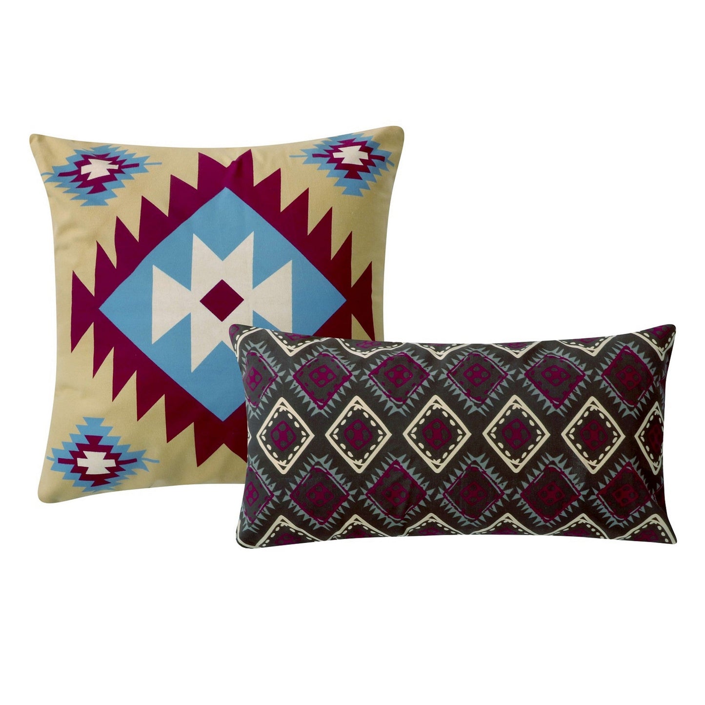 Decorative Pillow with Geometric Native Print Pair of 2 Multicolor By Casagear Home BM218791