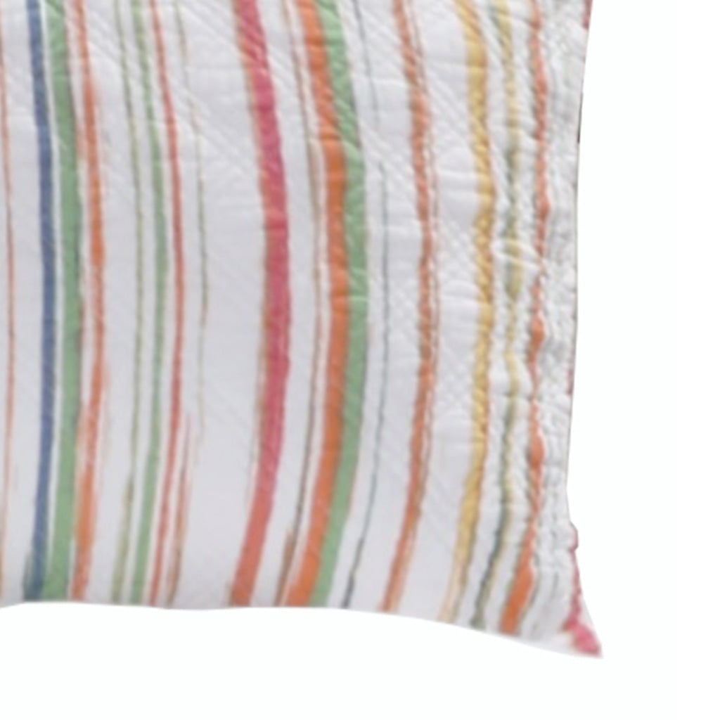 20 x 36 Cotton King Pillow Sham Striped Pattern Multicolor By Casagear Home BM218796