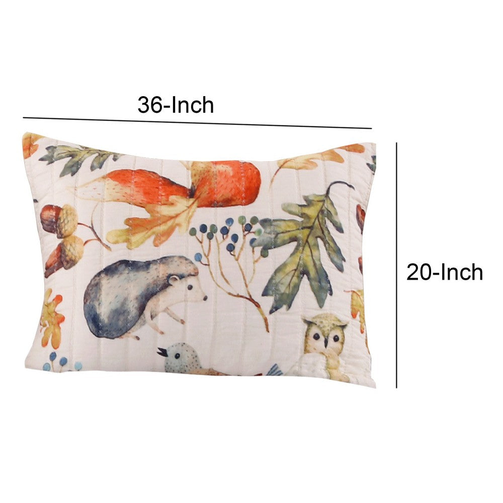 20 x 36 Polyester King Pillow Sham Nature Inspired Print Multicolor By Casagear Home BM218819