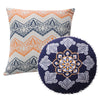 Damask Print Queen Quilt Set with Embroidered Pillows Blue and Orange By Casagear Home BM218882