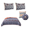 Damask Print Queen Quilt Set with Embroidered Pillows Blue and Orange By Casagear Home BM218882