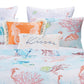 King Size 3 Piece Polyester Quilt Set with Coral Prints Multicolor By Casagear Home BM218931