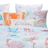 King Size 3 Piece Polyester Quilt Set with Coral Prints Multicolor By Casagear Home BM218931