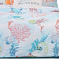 King Size 3 Piece Polyester Quilt Set with Coral Prints Multicolor By Casagear Home BM218931