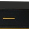 1 Drawer Wooden Nightstand with Metal Legs Black and Gold By Casagear Home BM218947