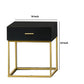 1 Drawer Wooden Nightstand with Metal Legs Black and Gold By Casagear Home BM218947