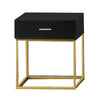 1 Drawer Wooden Nightstand with Metal Legs Black and Gold By Casagear Home BM218947