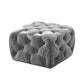 Button Tufted Velvet Fabric Upholstered Wooden Ottoman Gray By Casagear Home BM218952