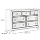 7 Drawer Wooden Dresser with Mirror Trim and Ring Pulls Silver By Casagear Home BM219008