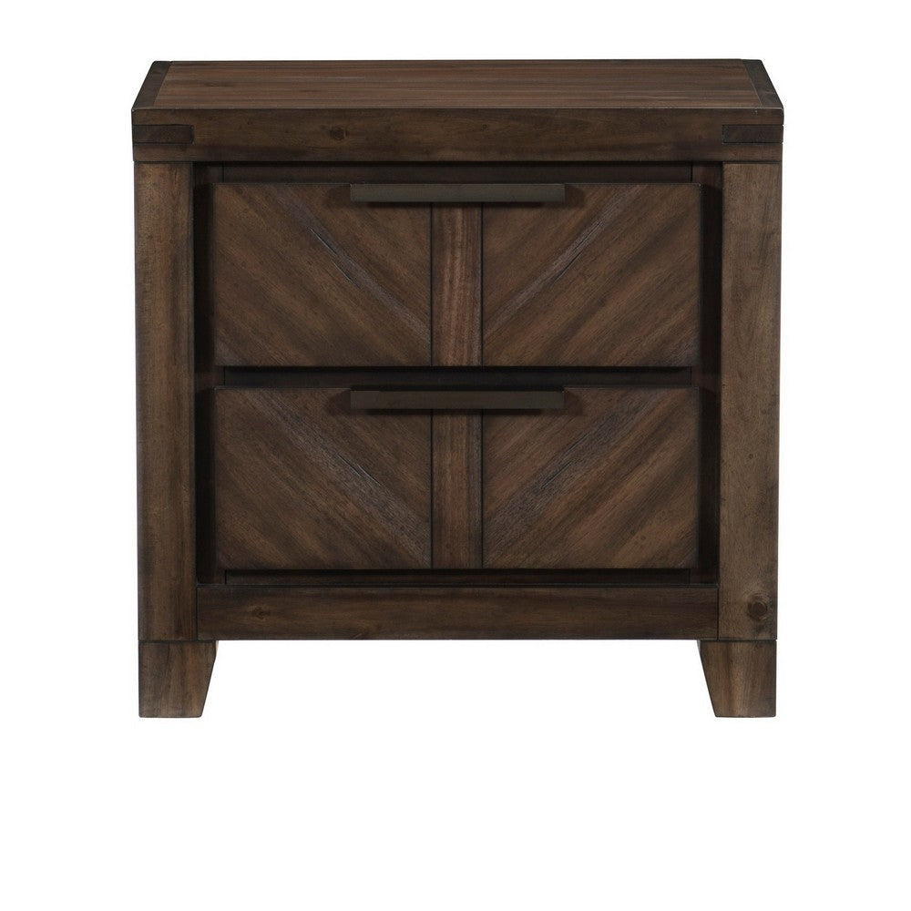 23’’ 2-Drawer Nightstand with Antique Handles Brown By Casagear Home BM219013